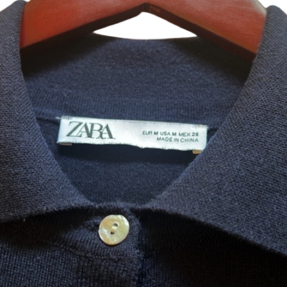 Zara Pull-over collared Sweater 5-Button 3/4 Sleeve fine gauge knit Sz. Med. - Picture 9 of 15